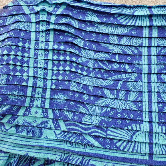 Rachel Zoe Blue Tropical Bird Print Linen Blend Dress Size 14 Babydoll Boho - Picture 7 of 11